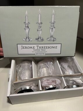 Restoration Hardware Silver Jerome Threesome Taper Trio Candlesticks